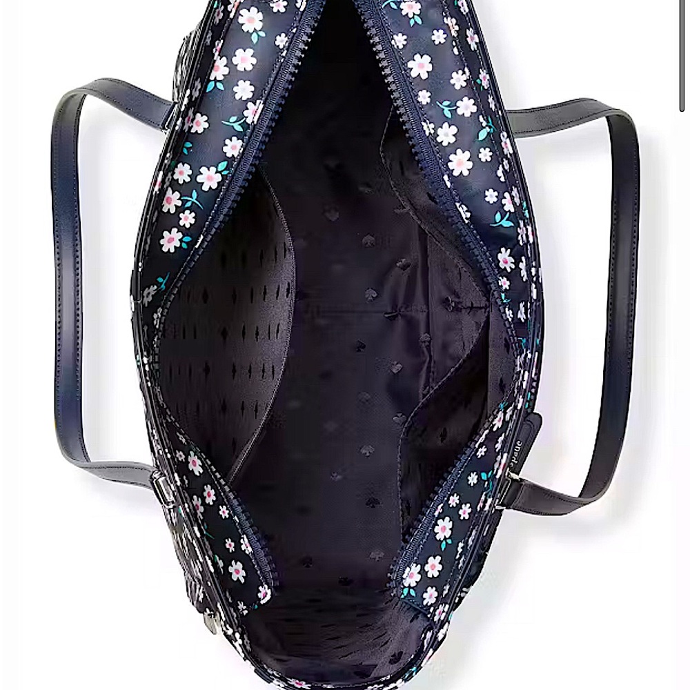 Kate Spade Jae Navy White Fleurette Floral Large Nylon Tote Bag NWOT - Picture 4 of 16